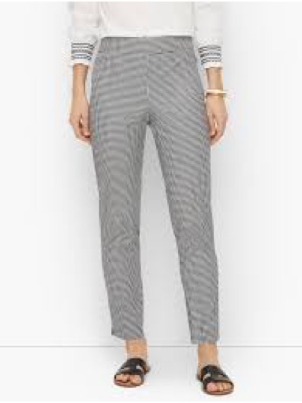 Talbots Chatham ankle pants 2 petite black white gingham casual work wear